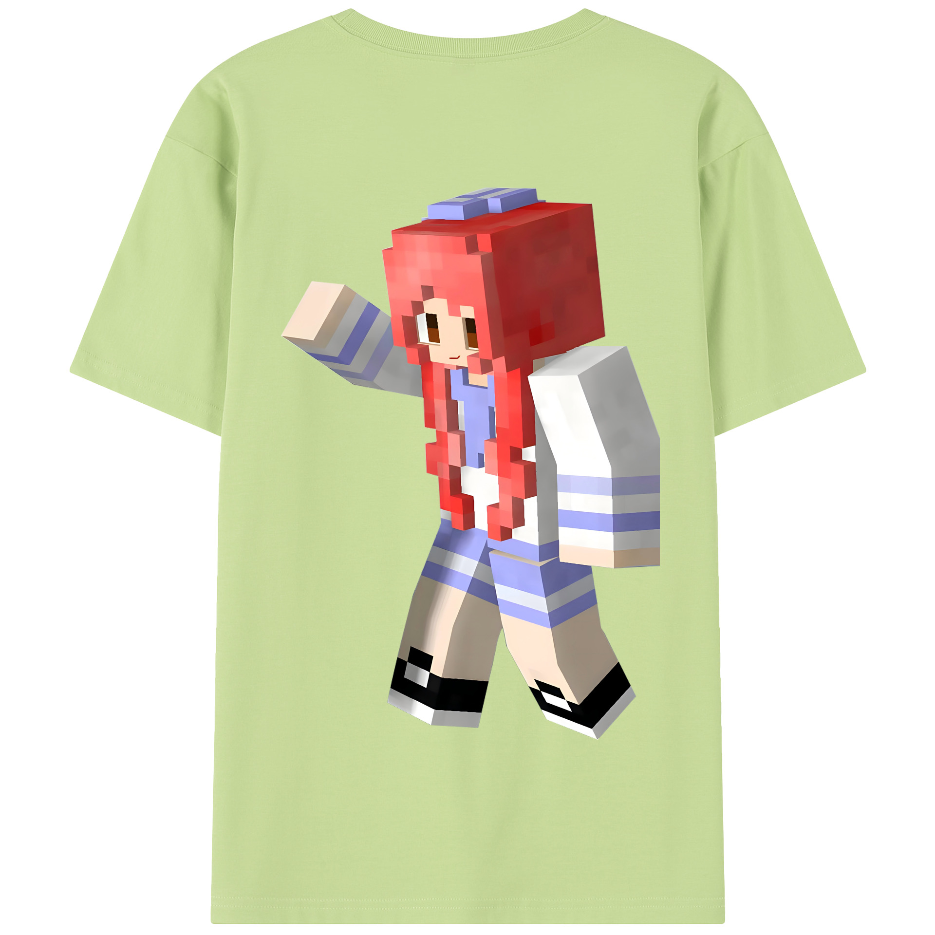 （画像用） マインクラフト ブロックの世界 Minecraft MC Block world 綿100％半袖Tシャツ（背面プリント）